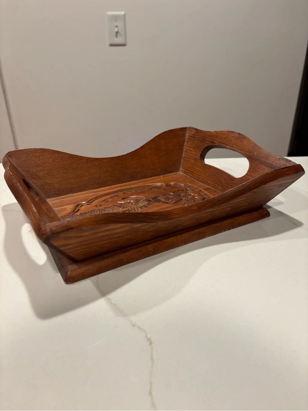Vintage Cape Craftsmen Our Daily Bread Hand Carved Wood Wooden Bread Tray